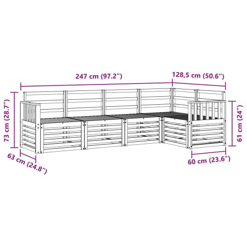 Комплект дивани за открито 5 pcs Бяло 247 x 128,5 x 73 см