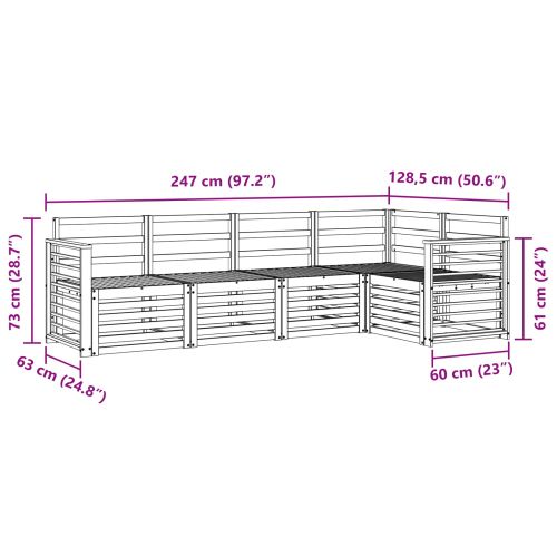 Комплект дивани за открито 5 pcs Бяло 247 x 128,5 x 73 см