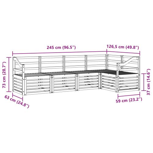 Комплект дивани за открито 5 pcs Бяло 245 x 126,5 x 73 см