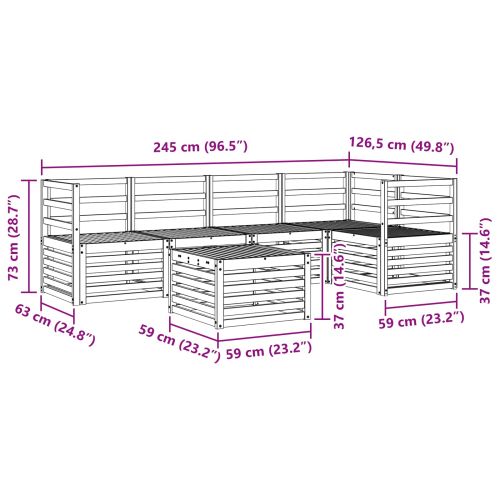 Комплект дивани за открито 6 pcs Бяло 59 x 59 x 37 см