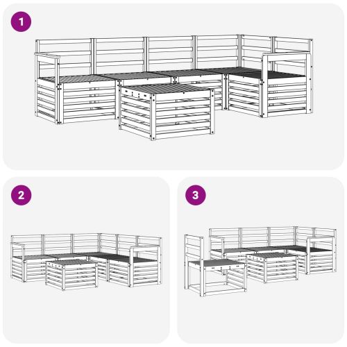 Комплект дивани за открито 6 pcs Бяло 59 x 59 x 37 см