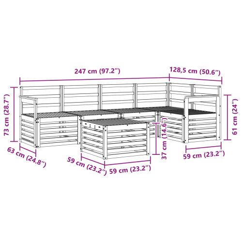 Комплект дивани за открито 6 pcs Бяло 59 x 59 x 37 см