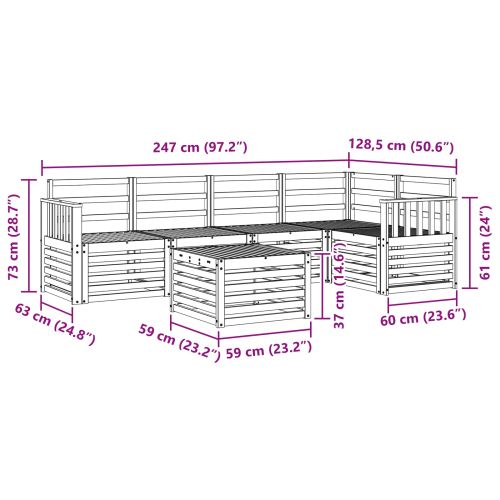 Комплект дивани за открито 6 pcs Бяло 59 x 59 x 37 см
