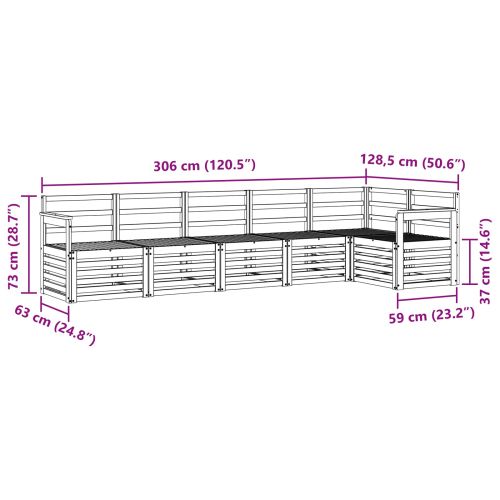 Комплект дивани за открито 6 pcs Бяло 306 x 128,5 x 73 см