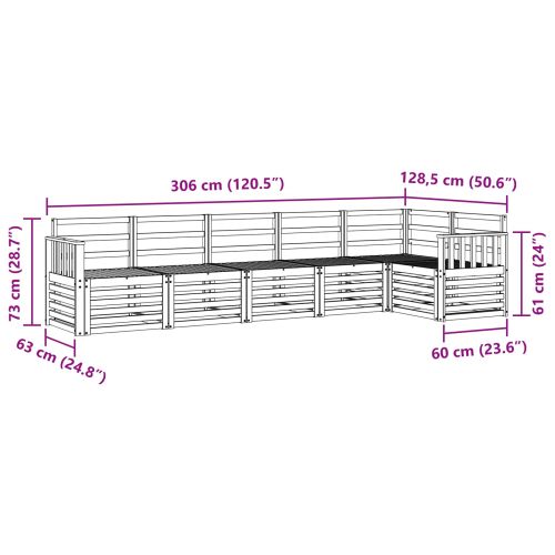 Комплект дивани за открито 6 pcs Бяло 306 x 128,5 x 73 см