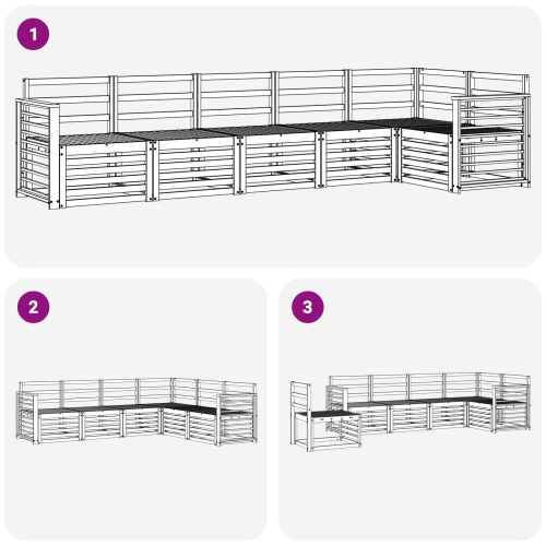 Комплект дивани за открито 6 pcs Бяло 306 x 128,5 x 73 см
