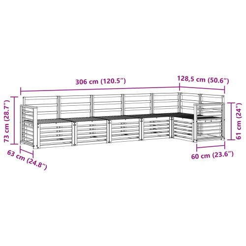 Комплект дивани за открито 6 pcs Бяло 306 x 128,5 x 73 см
