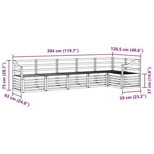 Комплект дивани за открито 6 pcs Бяло 304 x 126,5 x 73 см