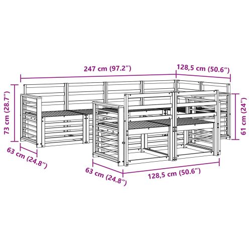 Комплект дивани за открито 7 pcs Бяло 247 x 128,5 x 73 см