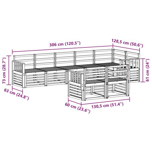 Комплект дивани за открито 8 pcs Бяло 306 x 128,5 x 73 см