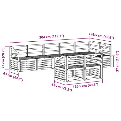 Комплект дивани за открито 8 pcs Бяло 304 x 126,5 x 73 см