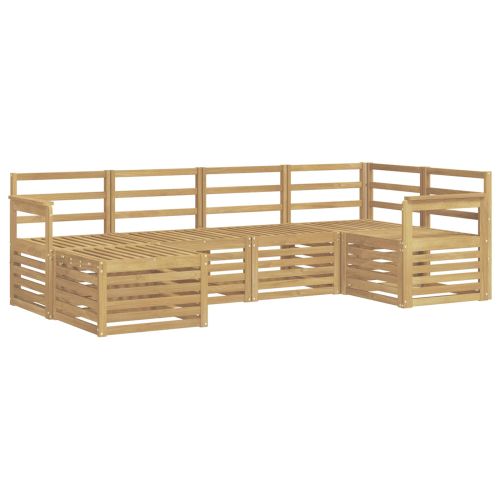 Комплект дивани за открито 6 pcs Бяло Полиестер