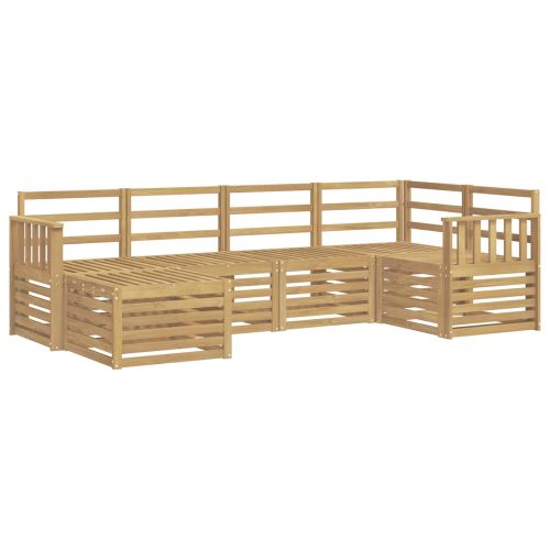 Комплект дивани за открито 6 pcs Бяло Полиестер
