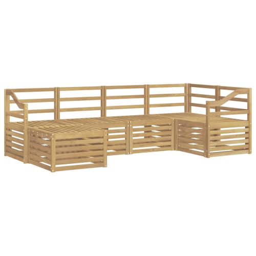 Комплект дивани за открито 6 pcs Бяло Полиестер