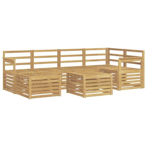 Комплект дивани за открито 7 pcs Бяло Полиестер