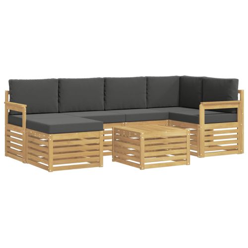 Комплект дивани за открито 7 pcs Бяло и антрацит Полиестер