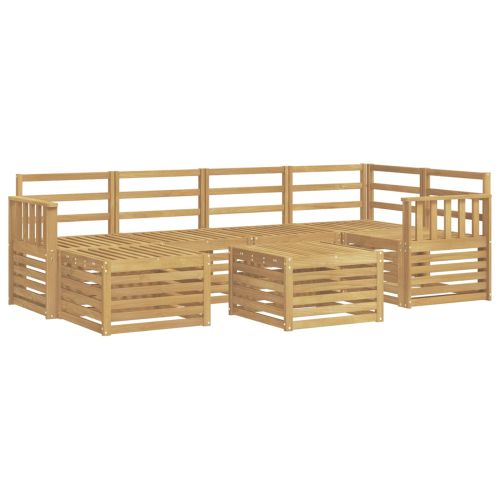Комплект дивани за открито 7 pcs Бяло Полиестер