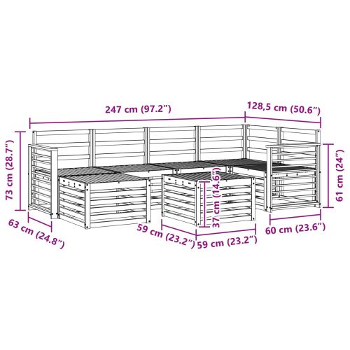 Комплект дивани за открито 7 pcs Бяло Полиестер