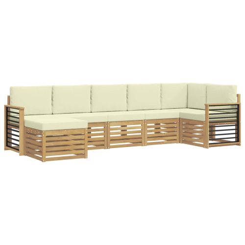 Комплект дивани за открито 7 pcs Бяло и кремаво