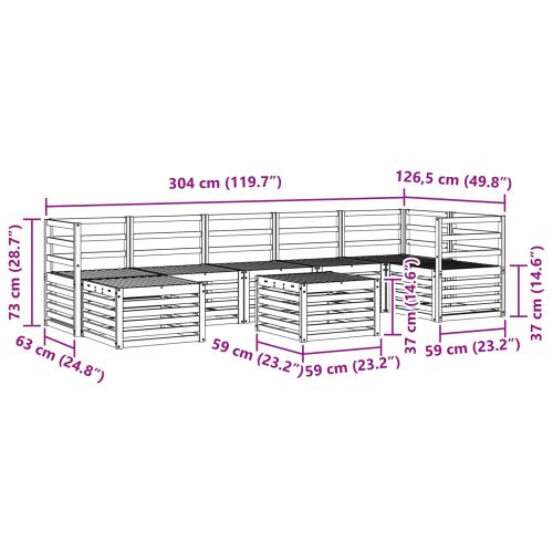 Комплект дивани за открито 8 pcs Бяло 59 x 59 x 37 см