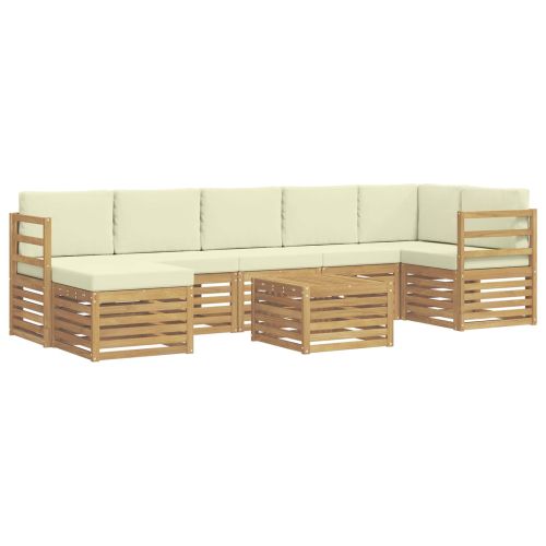 Комплект дивани за открито 8 pcs Бяло и кремаво 59 x 59 x 37 см