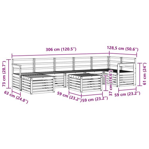 Комплект дивани за открито 8 pcs Бяло 59 x 59 x 37 см