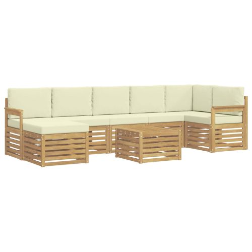 Комплект дивани за открито 8 pcs Бяло и кремаво 59 x 59 x 37 см