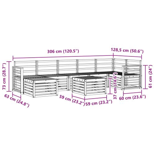 Комплект дивани за открито 8 pcs Бяло 59 x 59 x 37 см