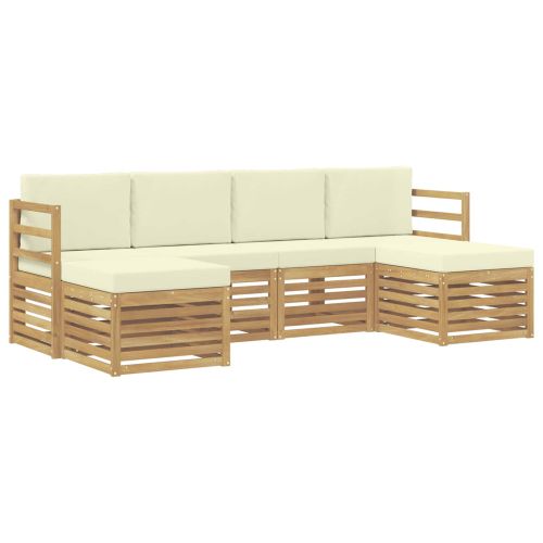 Комплект дивани за открито 6 pcs Бяло и кремаво