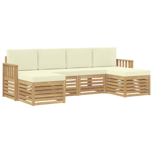 Комплект дивани за открито 6 pcs Бяло и кремаво