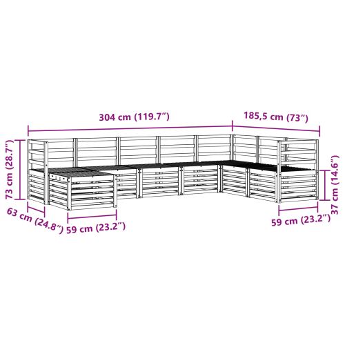 Комплект дивани за открито 8 pcs Бяло 304 x 185,5 x 73 см