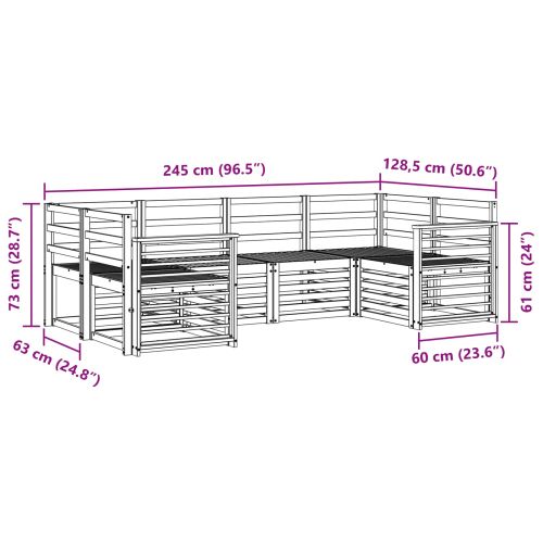 Комплект дивани за открито 6 pcs Бяло 245 x 128,5 x 73 см