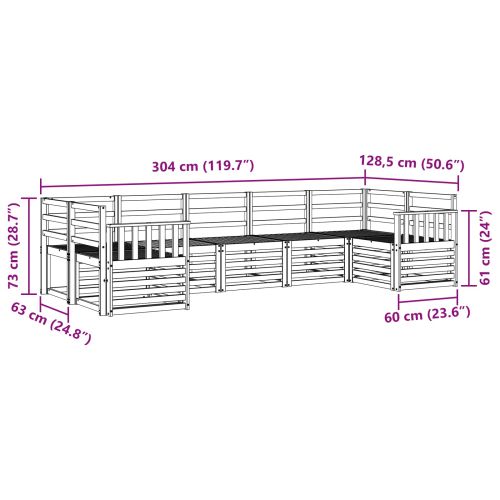 Комплект дивани за открито 7 pcs Бяло 304 x 128,5 x 73 см