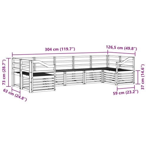 Комплект дивани за открито 7 pcs Бяло 304 x 126,5 x 73 см