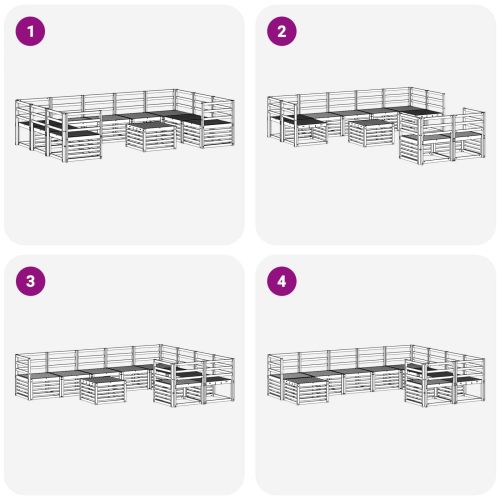 Комплект дивани за открито 10 pcs Бяло 59 x 59 x 37 см