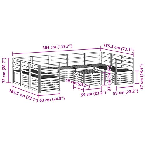 Комплект дивани за открито 10 pcs Бяло 59 x 59 x 37 см