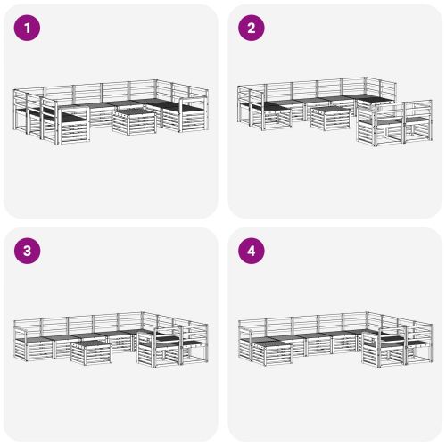 Комплект дивани за открито 10 pcs Бяло 59 x 59 x 37 см