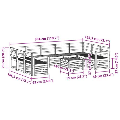 Комплект дивани за открито 10 pcs Бяло 59 x 59 x 37 см