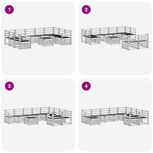 Комплект дивани за открито 10 pcs Бяло 59 x 59 x 37 см