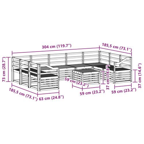 Комплект дивани за открито 10 pcs Бяло 59 x 59 x 37 см