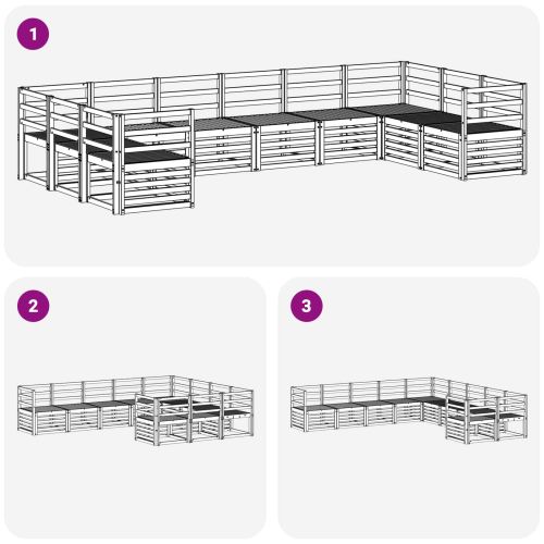 Комплект дивани за открито 10 pcs Бяло 363 x 185,5 x 73 см