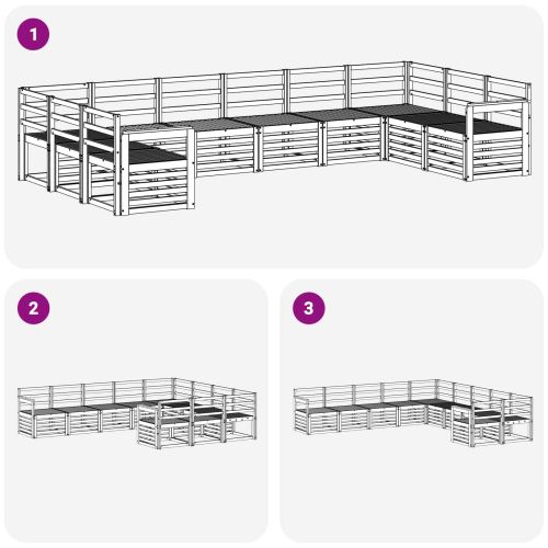 Комплект дивани за открито 10 pcs Бяло 363 x 187,5 x 73 см