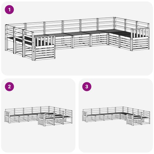 Комплект дивани за открито 10 pcs Бяло 363 x 187,5 x 73 см