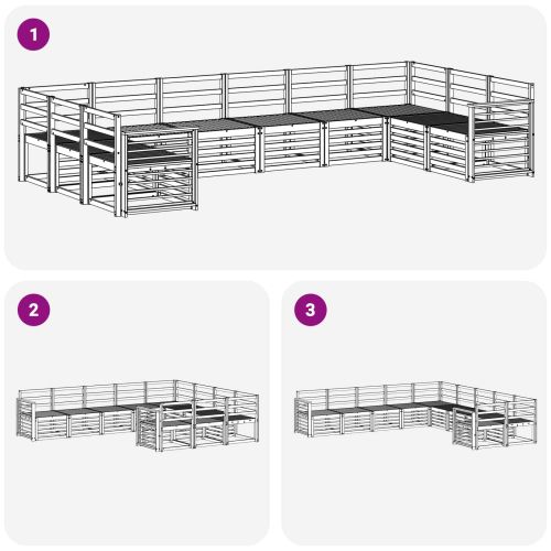 Комплект дивани за открито 10 pcs Бяло 363 x 187,5 x 73 см