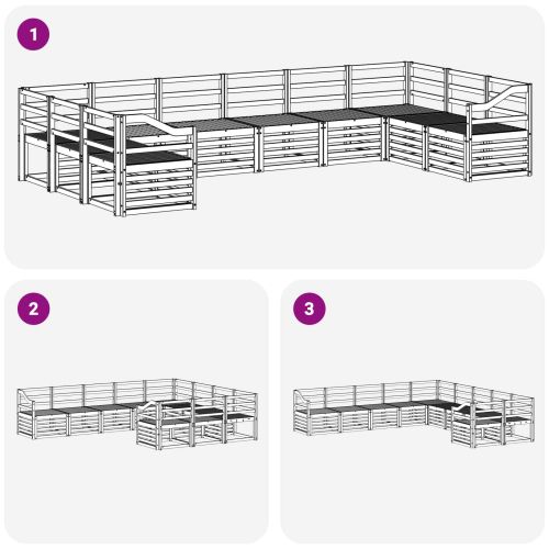 Комплект дивани за открито 10 pcs Бяло 363 x 185,5 x 73 см