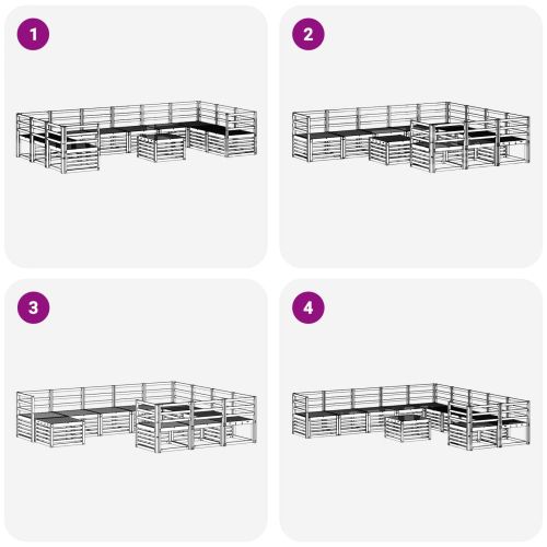 Комплект дивани за открито 11 pcs Бяло 59 x 59 x 37 см