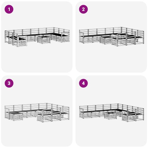 Комплект дивани за открито 11 pcs Бяло 59 x 59 x 37 см