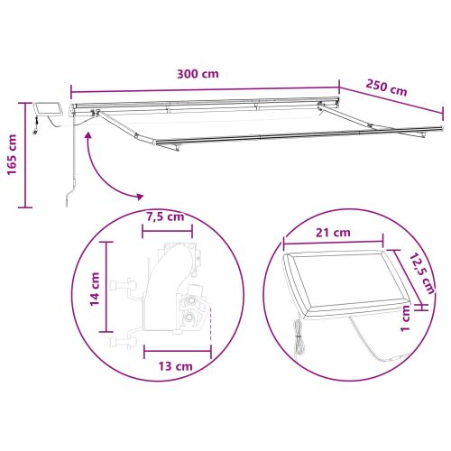 Прибираща се тента Пясък 300 x 250 cm Тъкан и алуминий