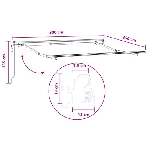 Прибираща се тента Пясък 300 x 250 cm Тъкан и алуминий