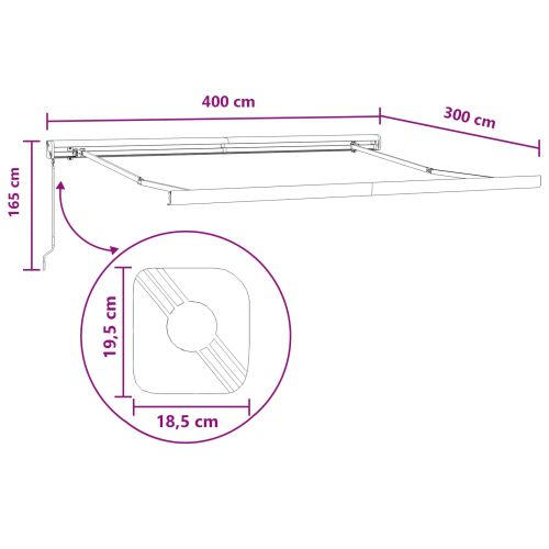 Прибираща се тента Пясък 400 × 300 cm Платно и алуминий